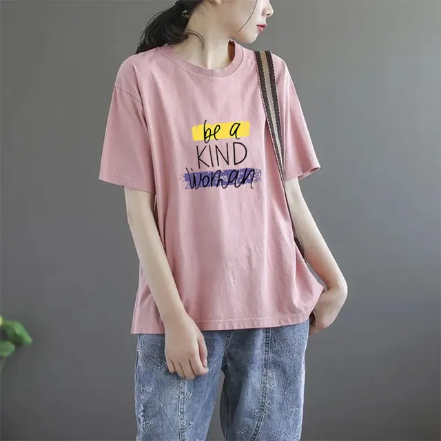 Summer Solid Color Women's Clothing Half Sleeve T shirt Pink 67Kind - Shop at LoveMi