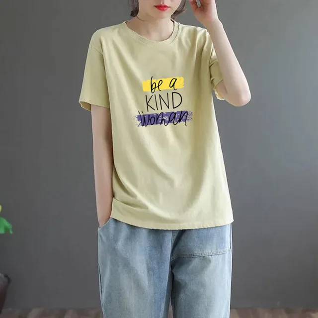 Summer Solid Color Women's Clothing Half Sleeve T shirt Yellow 67Kind - Shop at LoveMi