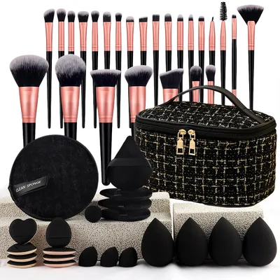 Of Beauty Tools Combination Cosmetic Bag Makeup Brush Suit Black - Shop at LoveMi