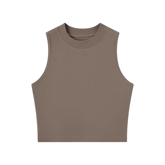 Short Round Neck Inner Wear T shirt Coffee - Shop at LoveMi