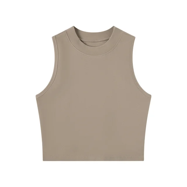 Short Round Neck Inner Wear T shirt Khaki - Shop at LoveMi