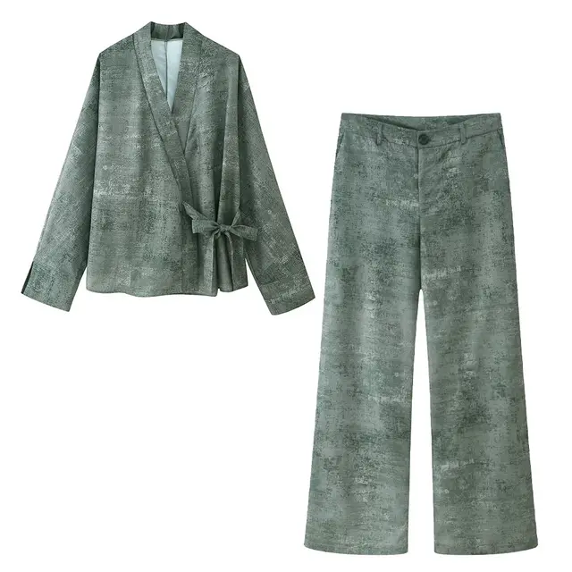 Shirt Embroidery Pants Wide Leg Two piece Set - Shop at LoveMi