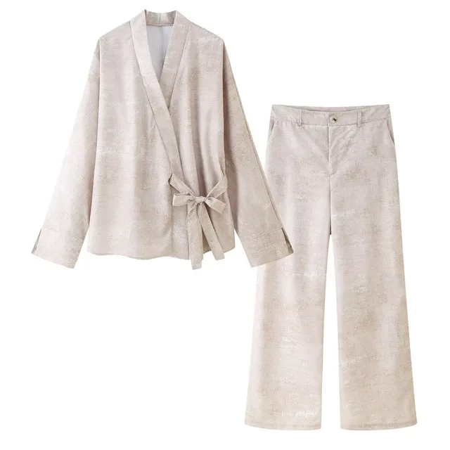 Shirt Embroidery Pants Wide Leg Two piece Set - Shop at LoveMi