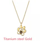 Customized Silver Cute Footprint Colorful Photos Projection Necklace - Titanium Steel Gold