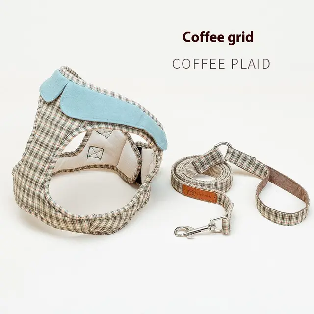 Fashion Small Vest Rope Dog Harness Coffee Plaid Suit - Shop at LoveMi