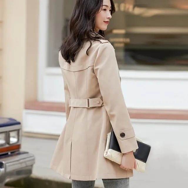 Ladies New Double Breasted Short Coat Khaki - Shop at LoveMi