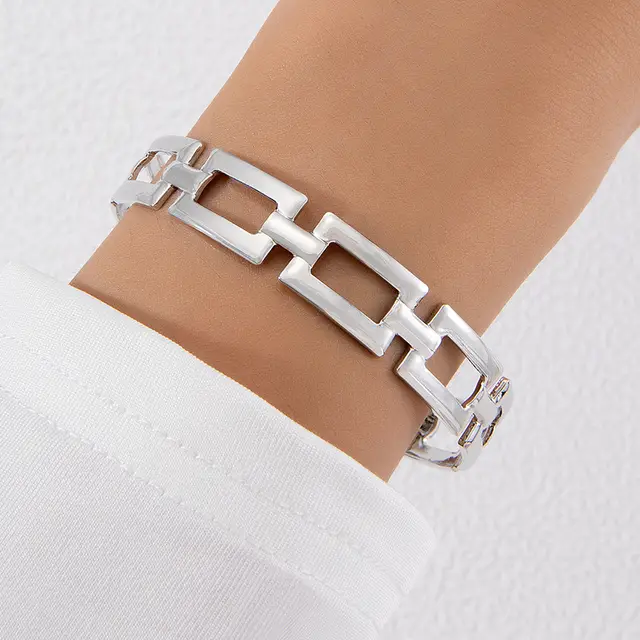 Bow Letter Personality Geometric Irregular Bracelet 24475Silver - Shop at LoveMi