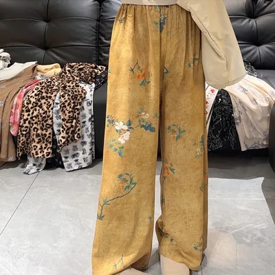 Cotton Poplin Pants Women's Thin Artificial Cotton Wide leg Pants Southeast Branch - Shop at LoveMi