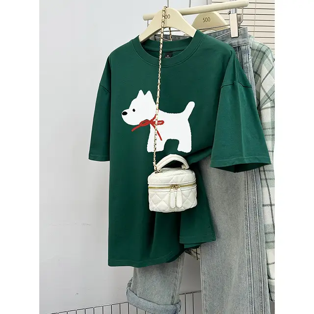 Loose Fashion Printed Half Sleeve Top 8243 Green - Shop at LoveMi