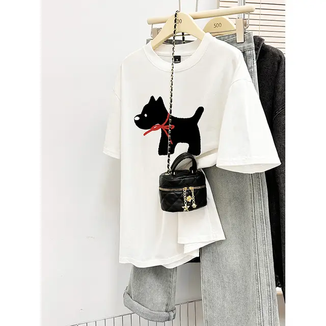 Loose Fashion Printed Half Sleeve Top 8243 White - Shop at LoveMi