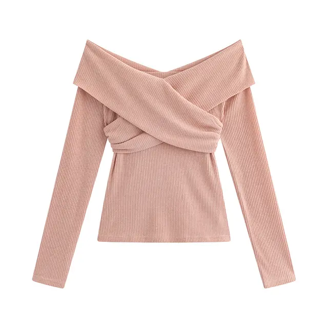 Off shoulder Top Plus Size Knitwear Pink - Shop at LoveMi