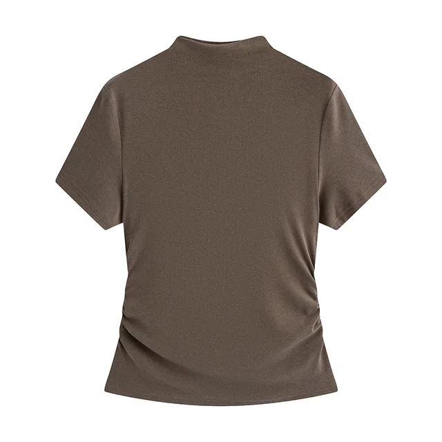 Half Turtleneck Elastic Slim Fit Slimming Top Dark Coffee Color - Shop at LoveMi