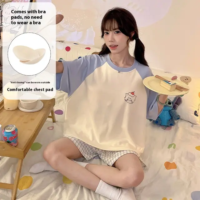 Cartoon Cute Loungewear Can Be Worn Outside With Chest Pad Ckek91097 - Shop at LoveMi