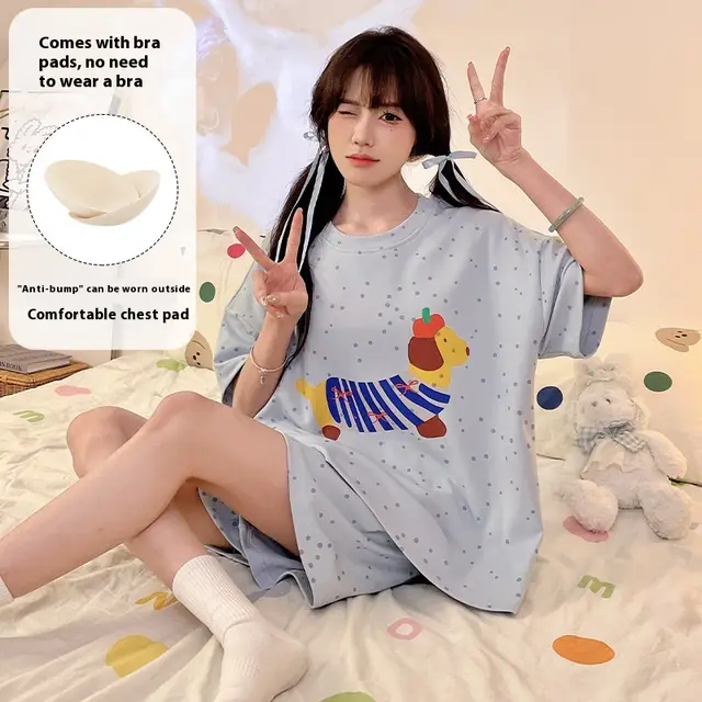 Cartoon Cute Loungewear Can Be Worn Outside With Chest Pad Ckek91116 - Shop at LoveMi