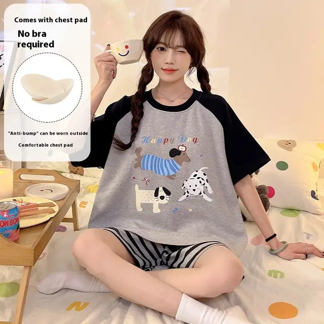 Cartoon Cute Loungewear Can Be Worn Outside With Chest Pad Ckek91131 - Shop at LoveMi