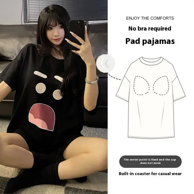 Cartoon Cute Loungewear Can Be Worn Outside With Chest Pad Ckek91800 - Shop at LoveMi