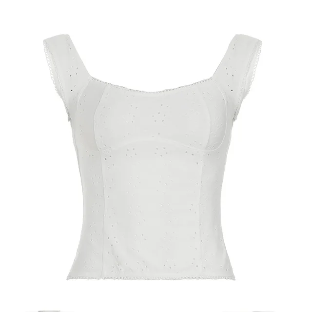 French Jacquard Fabric Slimming Vest Female Outer Wear Inner Wear White - Shop at LoveMi
