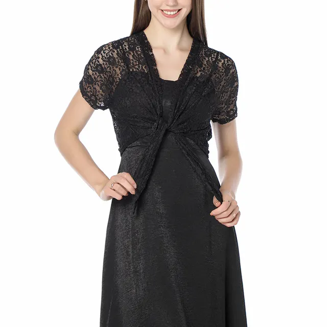 Plus Size Lace Cardigan Shawl Cheongsam Formal Dress Shawl Black - Shop at LoveMi