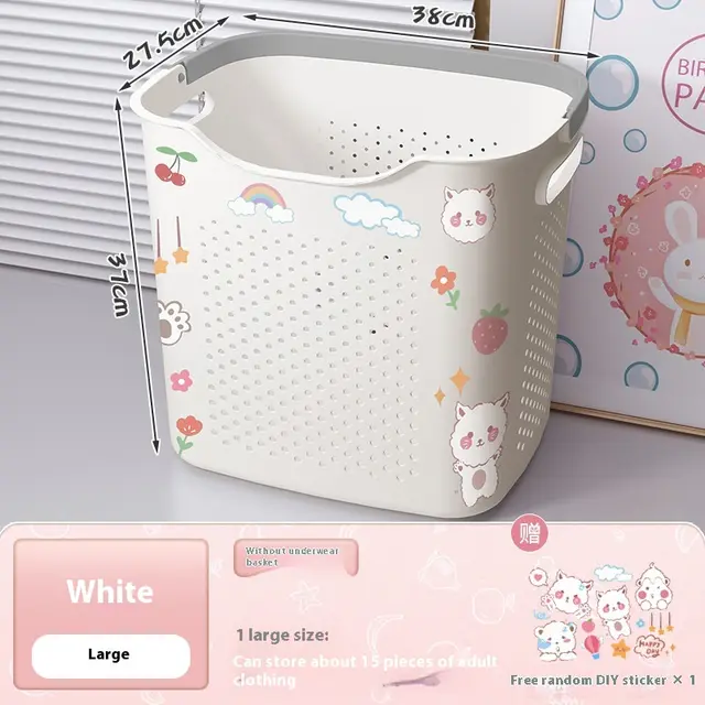 Household Clothes Storage Basket Punch free Wall mounted Large White - Shop at LoveMi
