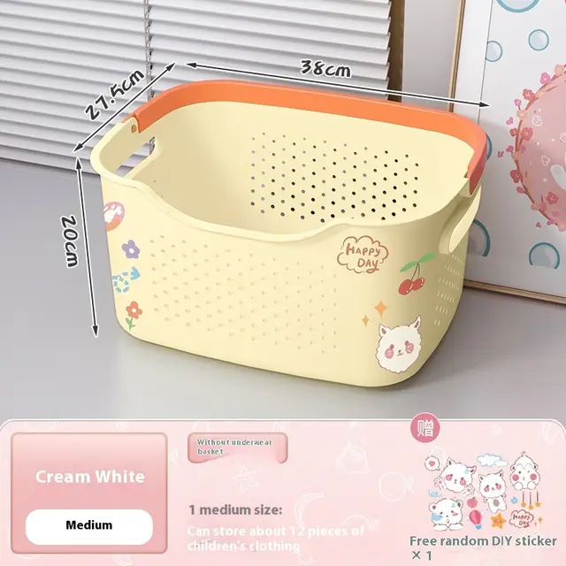 Household Clothes Storage Basket Punch free Wall mounted Medium Cream White - Shop at LoveMi