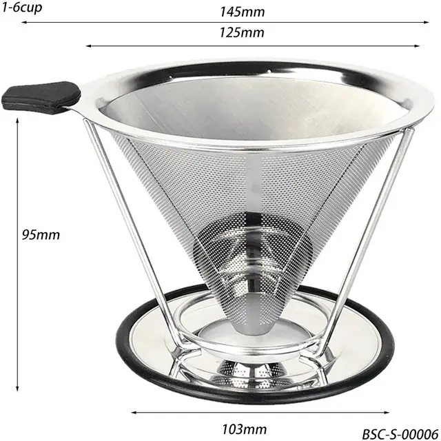 V60 Stainless Steel With Base Filter free Paper Strainer Coffee Filter 600 Mesh Bracket - Shop at LoveMi