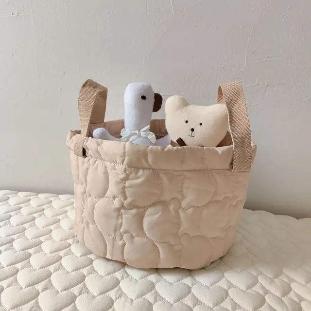 Square Storage Basket Quilted Love Finishing Storage Box Khaki Bear Head Large - Shop at LoveMi