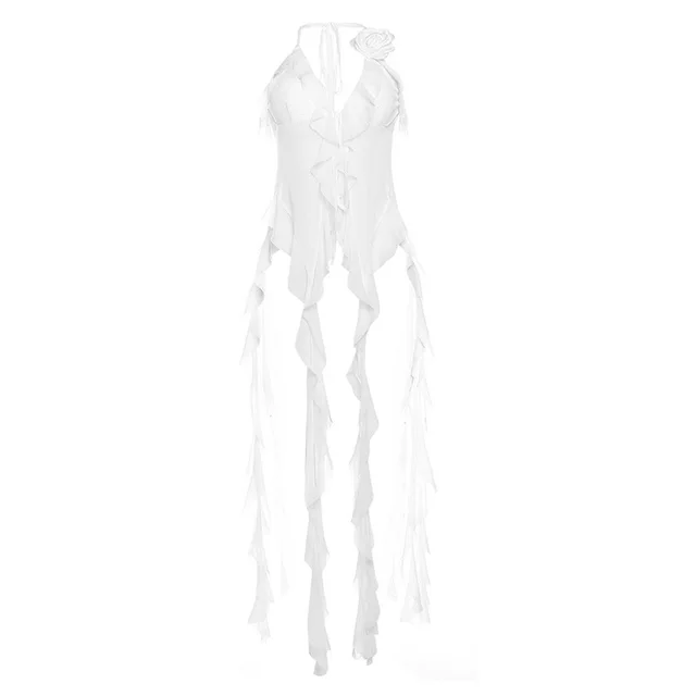 Strap Voile Slim fit Tank Top White - Shop at LoveMi