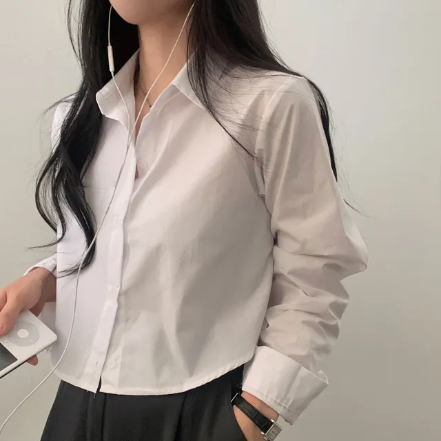 Short Shirt Long Sleeve Underwear Blouse White - Shop at LoveMi