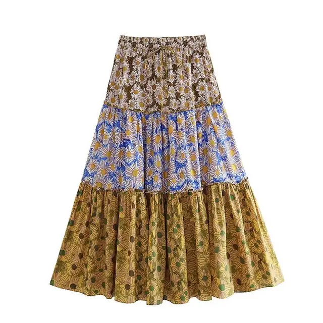 European And American Summer Wind Women's New Long Sleeve Bow Tie Printed Top 9581 Skirt - Shop at LoveMi