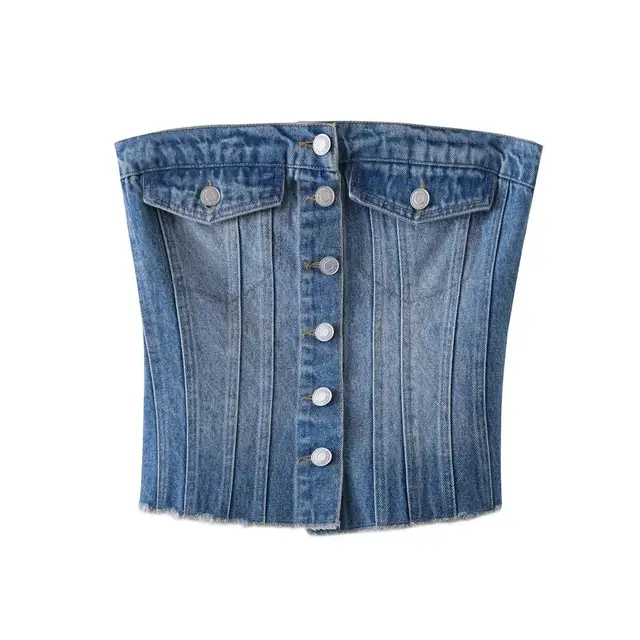 Women's Fashion Denim Short Top Dark Blue - Shop at LoveMi