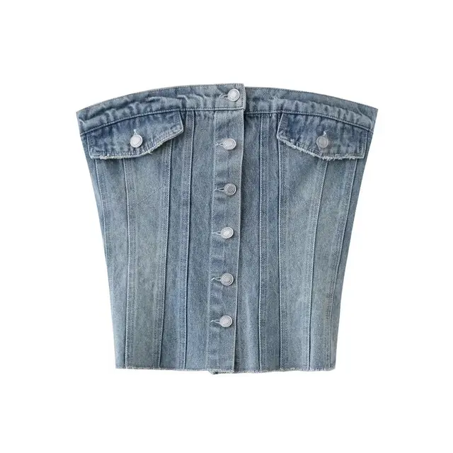 Women's Fashion Denim Short Top Light Blue - Shop at LoveMi