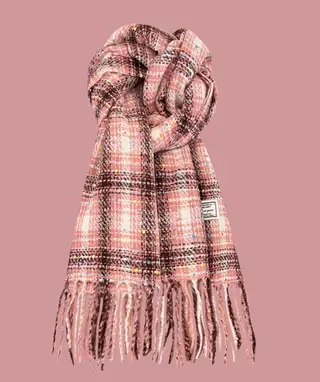 All-match Plaid Imitation Cashmere Women's Warm Scarf - Colored Pink
