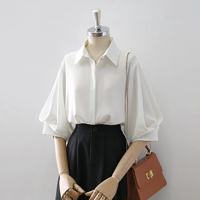 White Shirt Women's Half Sleeve Niche White - Shop at LoveMi