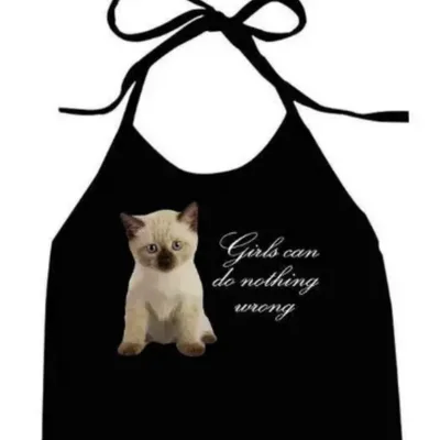 Female European And American Printed Bow Camisole Vest Black - Shop at LoveMi