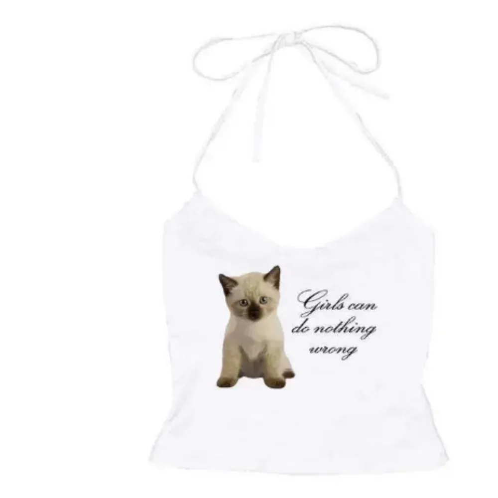 Female European And American Printed Bow Camisole Vest White - Shop at LoveMi