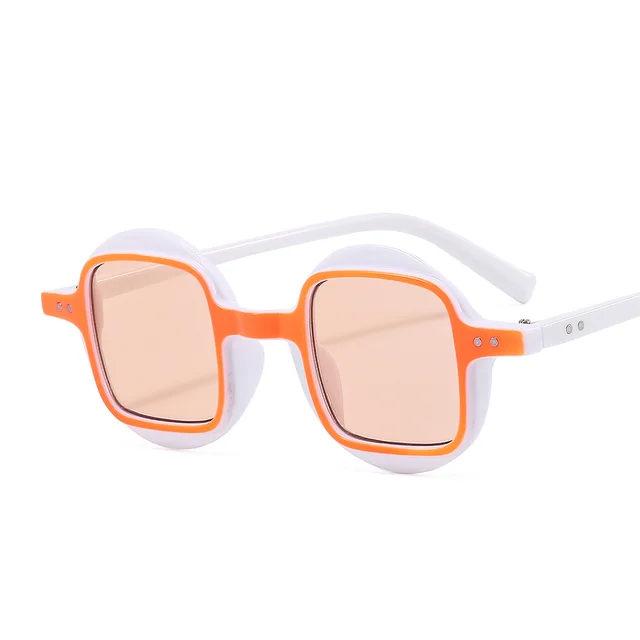 Personality Trend Fashion Plain Glasses Color Matching Sunglasses C2 Orange White Frame - Shop at LoveMi