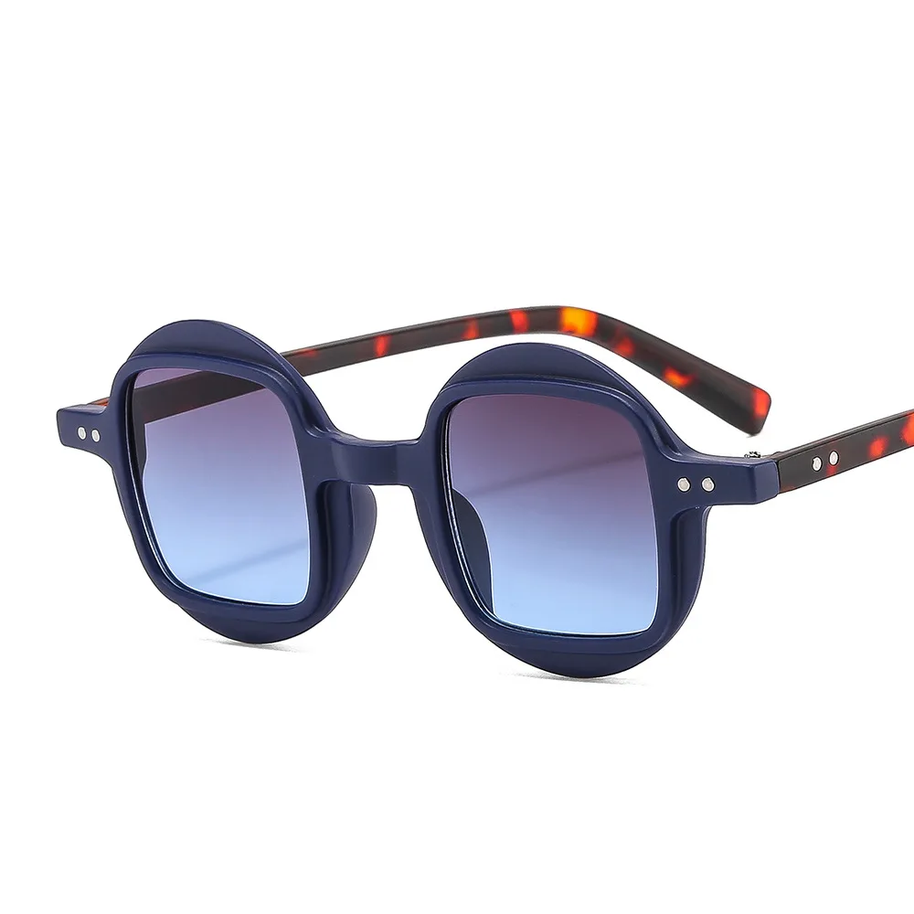 Personality Trend Fashion Plain Glasses Colour Matching Sunglasses - C6 Blue Frame Leopard Feet