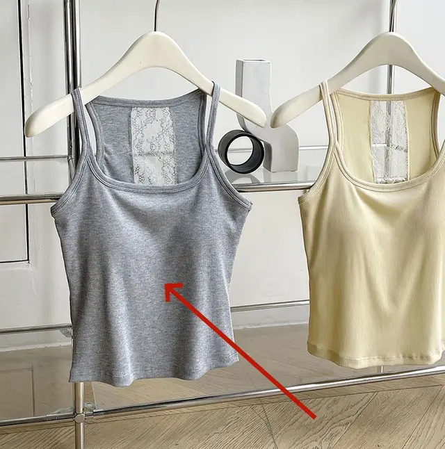 Irregular Back Backless Lace Stitching Small Sling Heather Gray - Shop at LoveMi