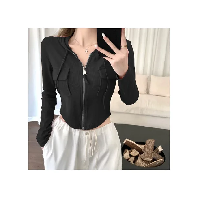 Short Hooded Cardigan Coat Women Black - Shop at LoveMi