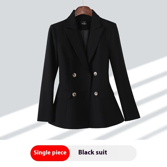 Double Breasted Slim Fit Women's Professional Custom Suit Trousers A Black Suit Jacket - Shop at LoveMi