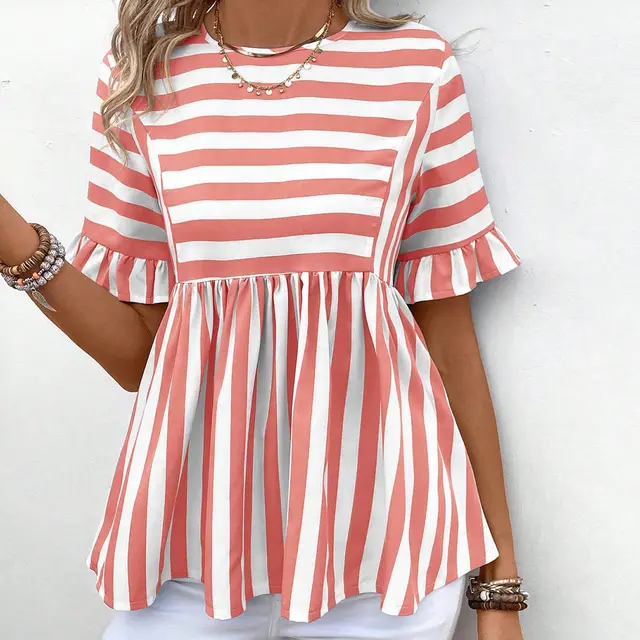 Ruffled Sleeves Summer Women's Top Shirt Orange - Shop at LoveMi