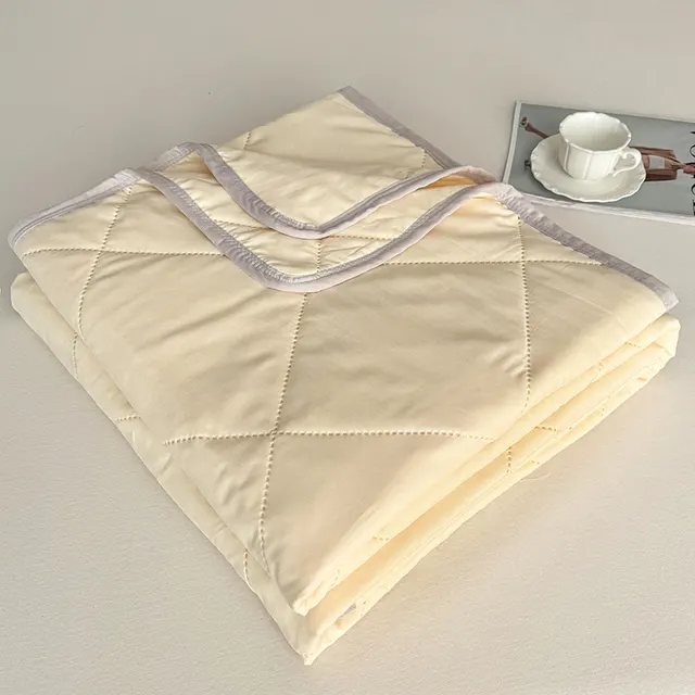 Blanket Raw Cotton Brushed Air Conditioning Sheet Double Thin Quilt Warm Heart Yellow - Shop at LoveMi