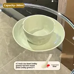 Rice Bowl Milk Green And Spoon