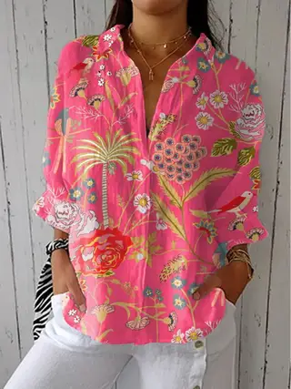 Women's Creative Fashion 3D Printing Lapel Casual Shirt - 1224441 Sx2617