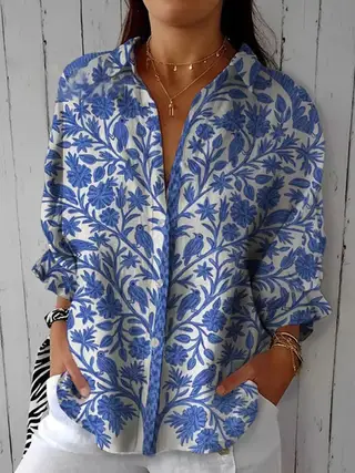 Women's Creative Fashion 3D Printing Lapel Casual Shirt - 1224441 Sx2625