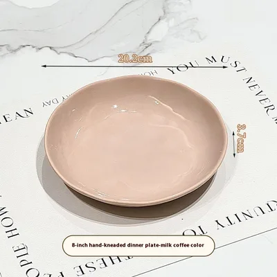 Cream Wind Dinner Food Plate Ceramic 8 inch Round Deep Plates Disc Milk Coffee - Shop at LoveMi