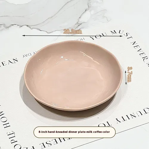 Cream Wind Dinner Food Plate Ceramic 8 inch Round Deep Plates Disc Milk Coffee - Shop at LoveMi