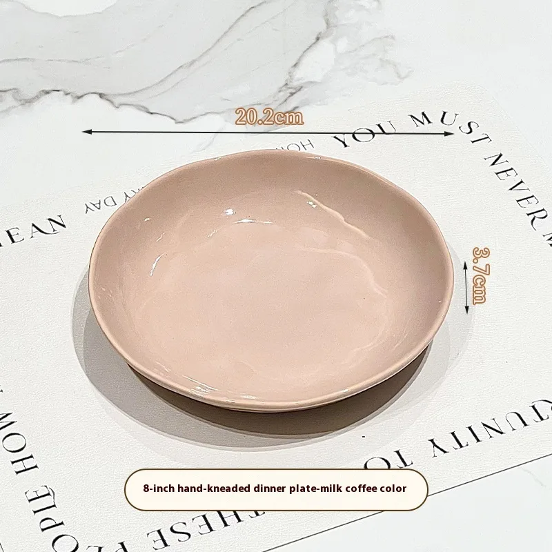 Cream Wind Dinner Food Plate Ceramic 8 inch Round Deep Plates Disc Milk Coffee - Shop at LoveMi