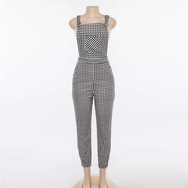 Women's New Fashion Plaid Suspender Ankle tied Jumpsuit Plaid - Shop at LoveMi