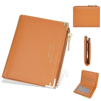 Women's Wallet Short Multiple Card Slots Zipper Bag Coin Purse Yellow - Shop at LoveMi